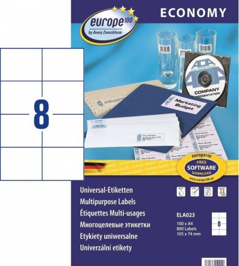 Étiquettes adhésives autocollant blanches 105 x 70 mm 100 Feuilles A4 800 PCS